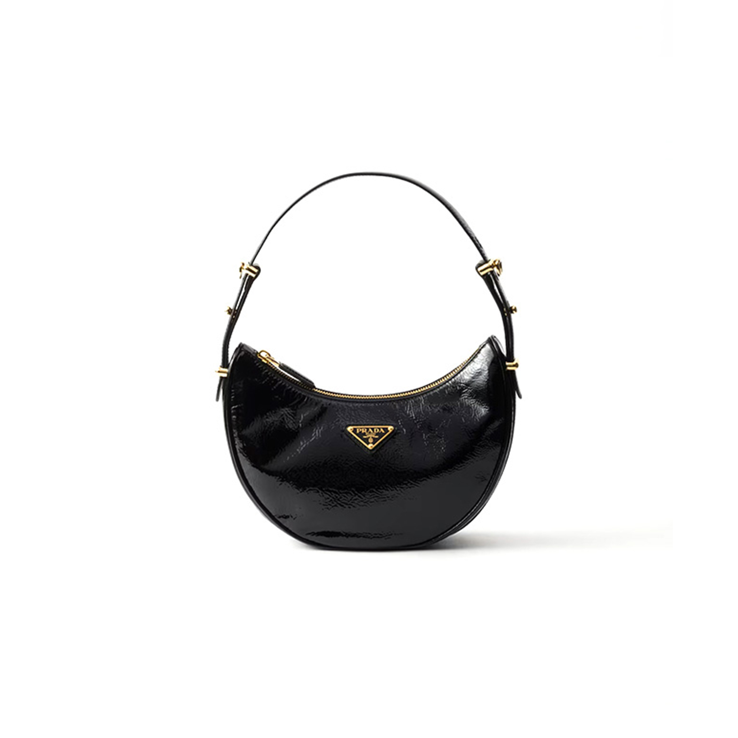 PRADA ARQUÉ NAPLAK PATENT LEATHER SHOULDER BAG 1BC194 (22.5*18.5*6cm)